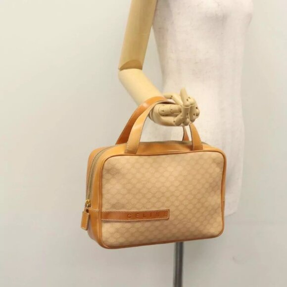 CELINE Macadam Canvas Hand Bag PVC Leather Beige Auth - Picture 1 of 16